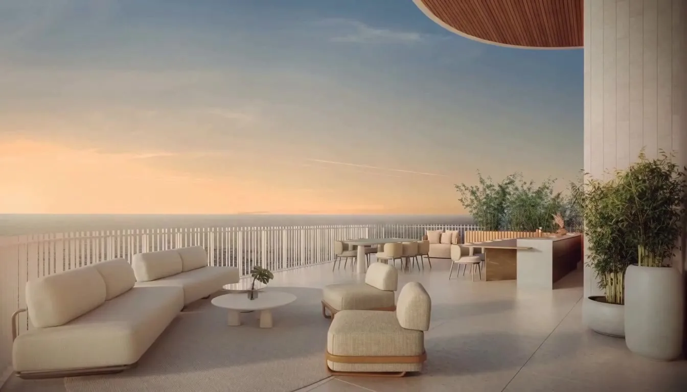 Terraço da cobertura ao pôr do sol